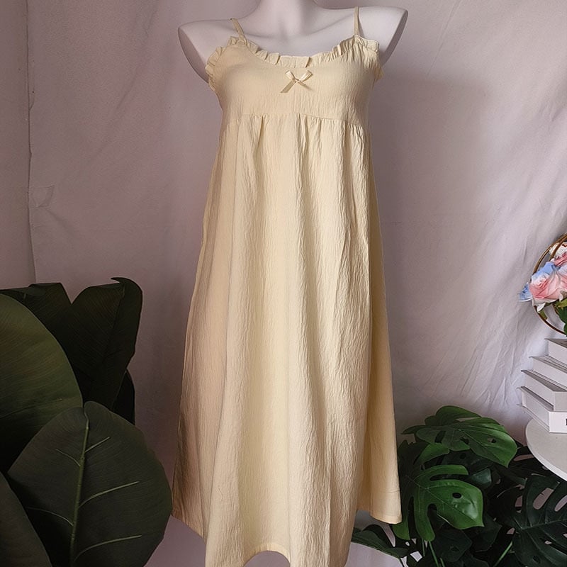 Cloud Cotton νυχτικό χωρίς μανίκια με στρογγυλή λαιμόκοψη, μακριά φούστα, ελαφριά ενδυμασία για χαλάρωση στο σπίτι