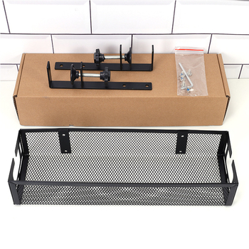 Kabeļu organizētājs zem galda – bez urbšanas, regulējam, pārvietojams, dzelzs malas galda uzglabāšanas plaukts (Dzelzs • 1 līmenis • Uzstādīšana uz galda)