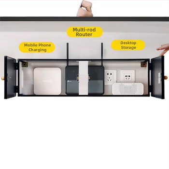 Sienas uzstādājamais bezvadu maršrutētāja uzglabāšanas kastīte ar ziedu un putnu dekoru, uzstādīšana bez urbšanas, slēgtais kabelu skapis, 6 nodalījumi