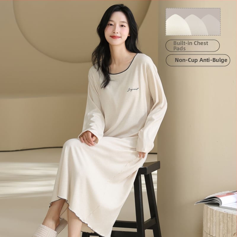 Νυχτερινό φόρεμα πουλόβερ με ενσωματωμένες επενδύσεις στήθους, μακριά μανίκια, στρογγυλός γιακάς, ανάμειξη βισκόζη-πολυεστέρα-ελαστάνη, μεσαίου βάρους