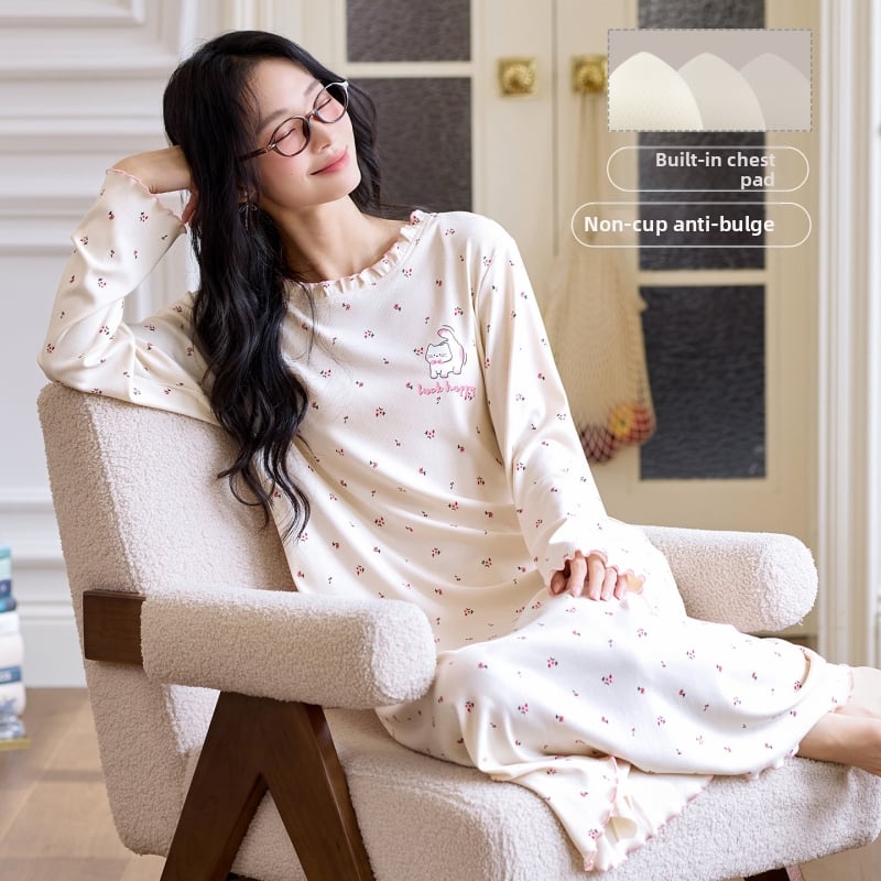 Νυχτερινό φόρεμα πουλόβερ με ενσωματωμένες επενδύσεις στήθους, μακριά μανίκια, στρογγυλός γιακάς, ανάμειξη βισκόζη-πολυεστέρα-ελαστάνη, μεσαίου βάρους