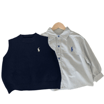 Zēnu vestes un krekli komplekts korejiešu stilā, svītrainas, kokvilna 95%, vecums 3–8 gadi