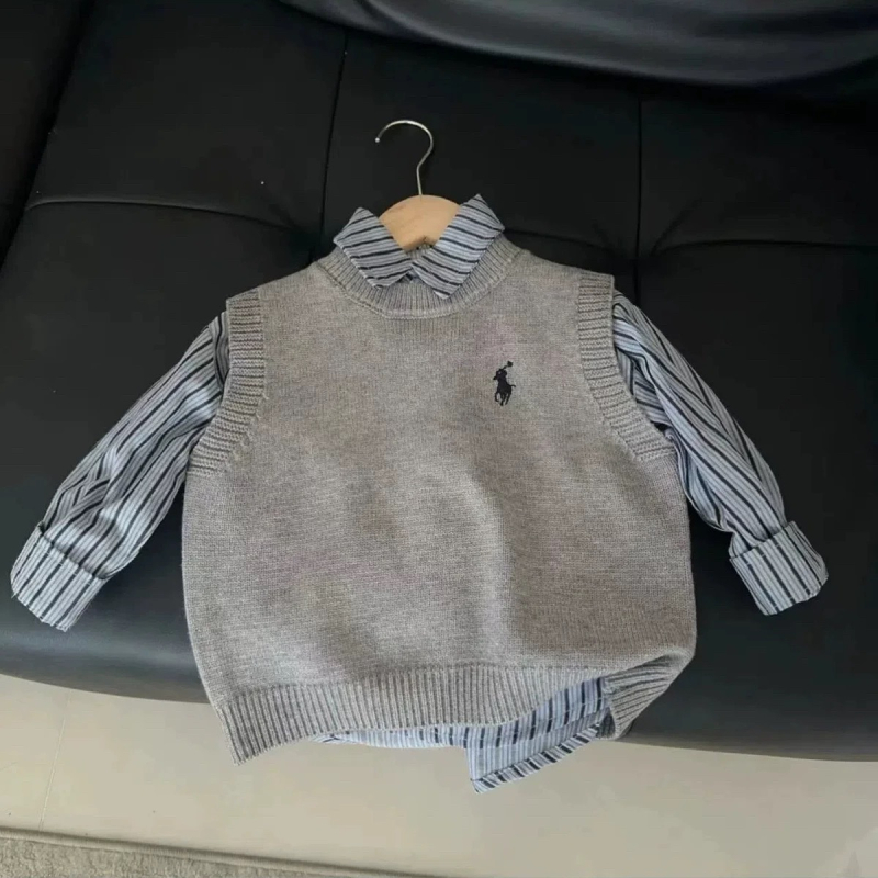 Zēnu vestes un krekli komplekts korejiešu stilā, svītrainas, kokvilna 95%, vecums 3–8 gadi