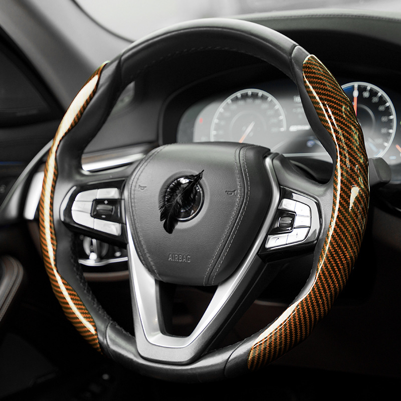 Changyi калъф за волан за автомобил с карбонова текстура, универсално пасване, за всички сезони