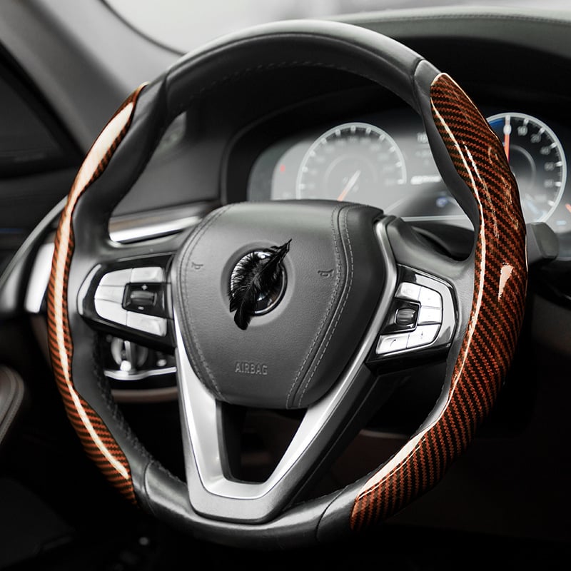Changyi калъф за волан за автомобил с карбонова текстура, универсално пасване, за всички сезони