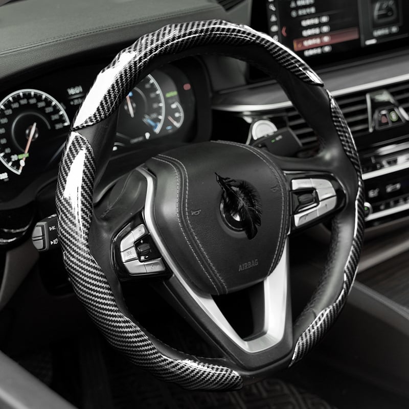 Changyi калъф за волан за автомобил с карбонова текстура, универсално пасване, за всички сезони