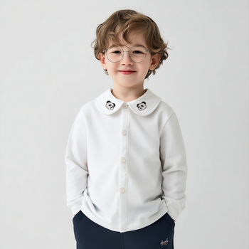 Bērnu garām piedurknēm krekls ar turn-down kaklu, 100% kokvilna, vecums 1-3 gadi, pavasaris un rudens, daudzfunkcionāls pamata tops