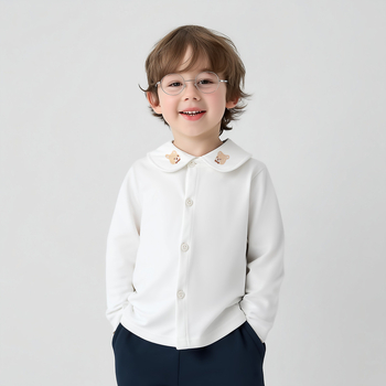 Bērnu garām piedurknēm krekls ar turn-down kaklu, 100% kokvilna, vecums 1-3 gadi, pavasaris un rudens, daudzfunkcionāls pamata tops