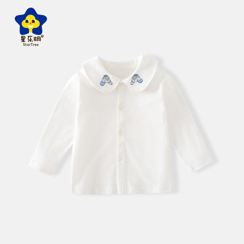 Bērnu garām piedurknēm krekls ar turn-down kaklu, 100% kokvilna, vecums 1-3 gadi, pavasaris un rudens, daudzfunkcionāls pamata tops