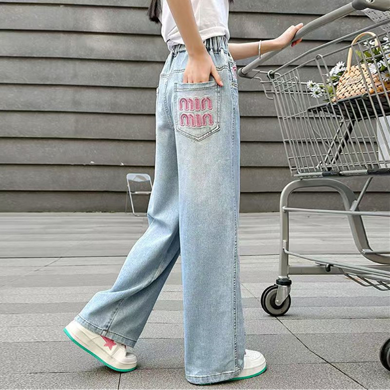 Meiteņu džinsi, ikdienas stilā, 79% kokvilna, vidēji augsts jostas līmenis, bērniem no 8 gadu vecuma