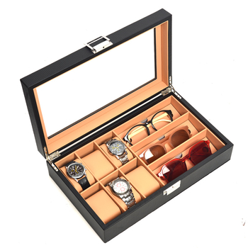 Cutie din lemn pentru ceasuri și ochelari, cu model împletit și 3/6/12 compartimente