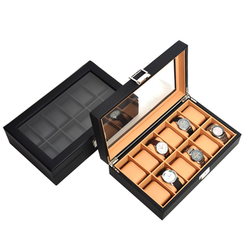 Cutie din lemn pentru ceasuri și ochelari, cu model împletit și 3/6/12 compartimente