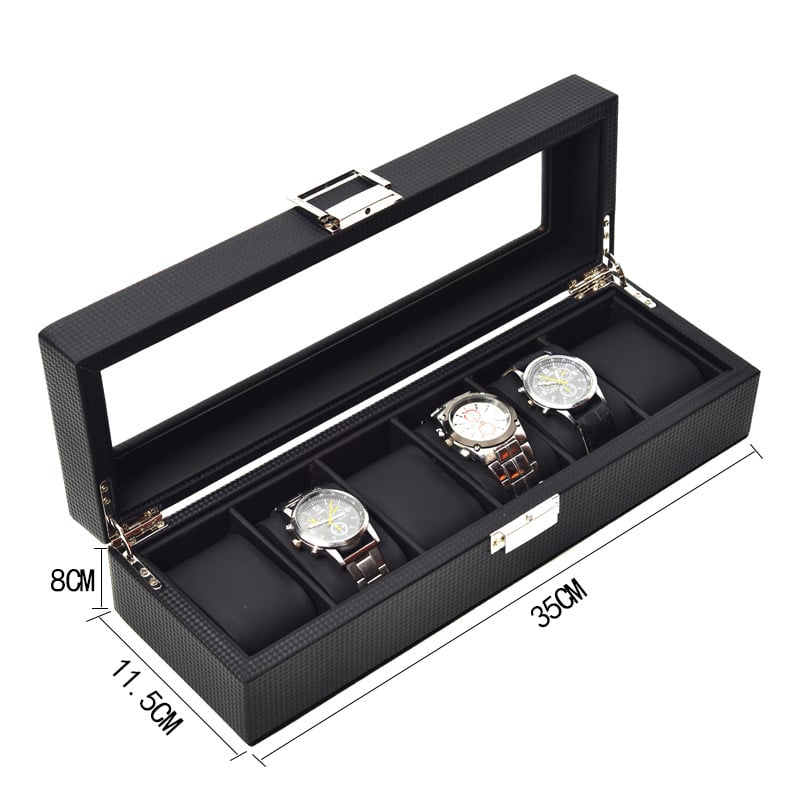 Cutie din lemn pentru ceasuri și ochelari, cu model împletit și 3/6/12 compartimente