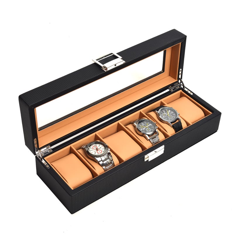 Cutie din lemn pentru ceasuri și ochelari, cu model împletit și 3/6/12 compartimente