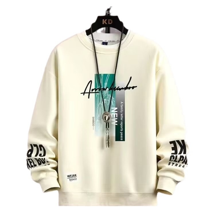 Pulover bărbătește din fleece, guler rotund, croi lejer, mâneci lungi, 100% poliester