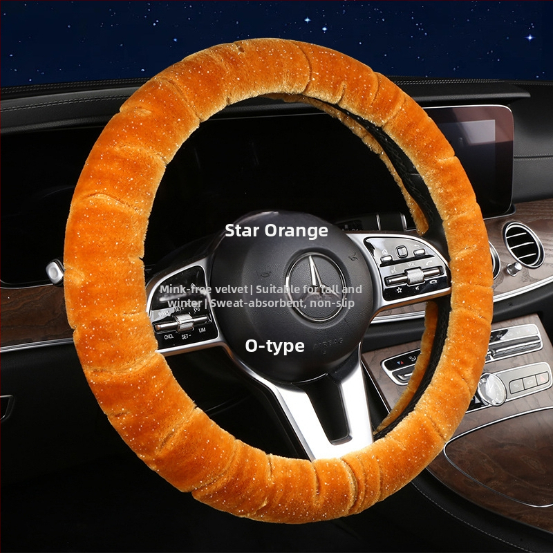 Κάλυμμα τιμονιού – χειμερινό βελούδινο, καθολική εφαρμογή, ραμμένο με μηχανή, Rabbit Mink Velvet, προστασία εσωτερικού αυτοκινήτου για όλες τις εποχές