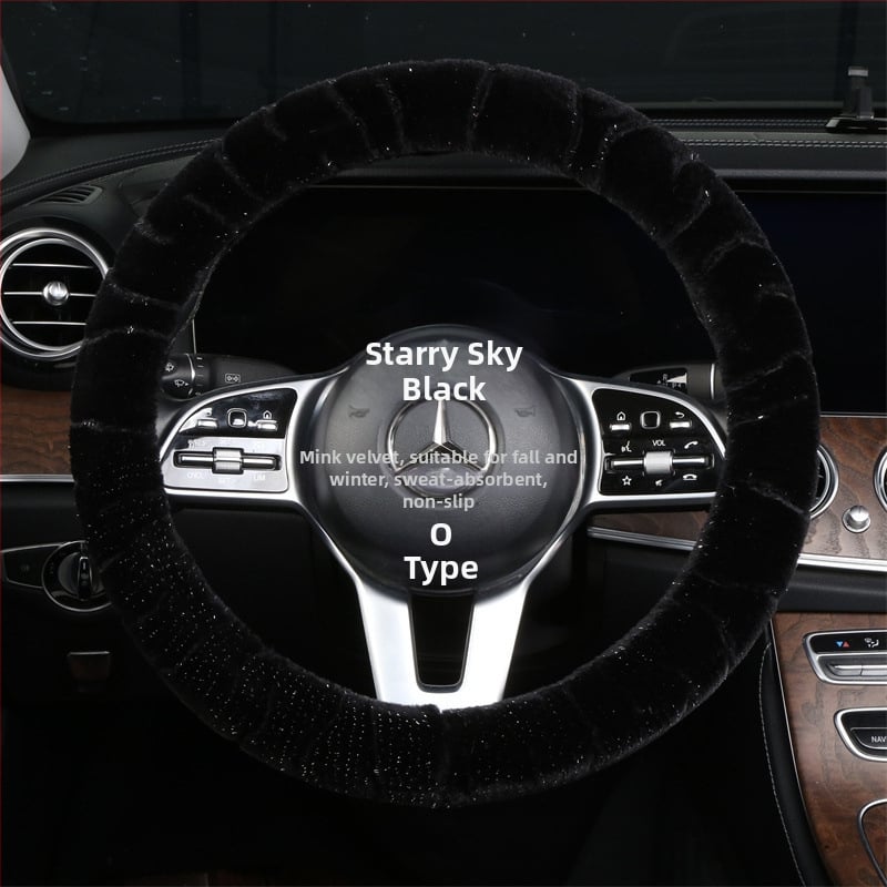 Κάλυμμα τιμονιού – χειμερινό βελούδινο, καθολική εφαρμογή, ραμμένο με μηχανή, Rabbit Mink Velvet, προστασία εσωτερικού αυτοκινήτου για όλες τις εποχές
