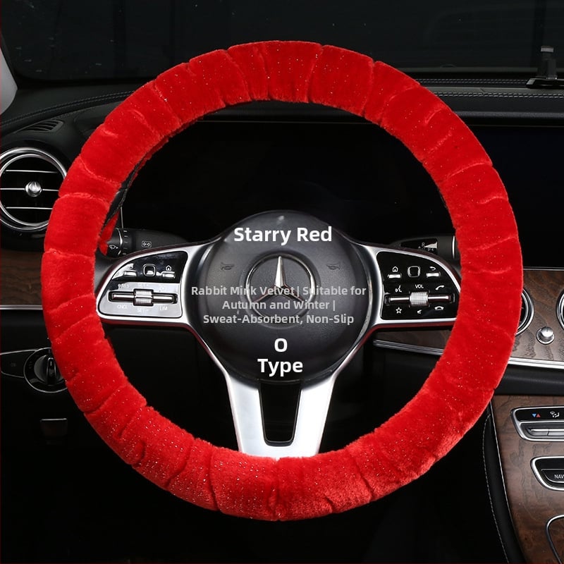 Κάλυμμα τιμονιού – χειμερινό βελούδινο, καθολική εφαρμογή, ραμμένο με μηχανή, Rabbit Mink Velvet, προστασία εσωτερικού αυτοκινήτου για όλες τις εποχές