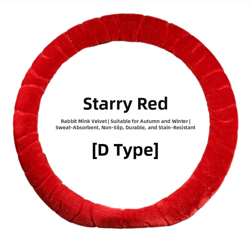 Κάλυμμα τιμονιού – χειμερινό βελούδινο, καθολική εφαρμογή, ραμμένο με μηχανή, Rabbit Mink Velvet, προστασία εσωτερικού αυτοκινήτου για όλες τις εποχές