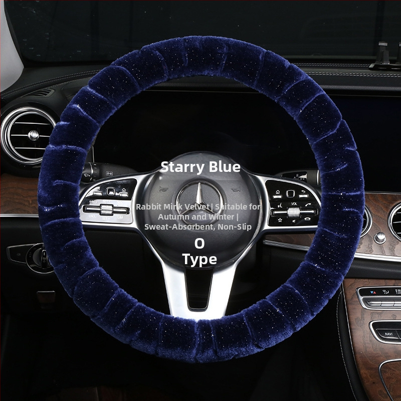 Κάλυμμα τιμονιού – χειμερινό βελούδινο, καθολική εφαρμογή, ραμμένο με μηχανή, Rabbit Mink Velvet, προστασία εσωτερικού αυτοκινήτου για όλες τις εποχές