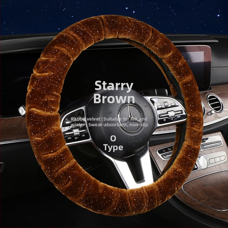 Κάλυμμα τιμονιού – χειμερινό βελούδινο, καθολική εφαρμογή, ραμμένο με μηχανή, Rabbit Mink Velvet, προστασία εσωτερικού αυτοκινήτου για όλες τις εποχές