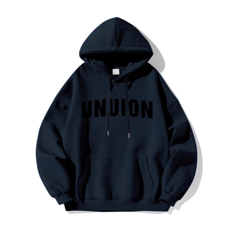 Muški hoodie s kapuljom, širokog kroja, otisak s slovima, poliester, trodimenzionalni džep
