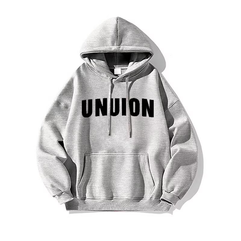Muški hoodie s kapuljom, širokog kroja, otisak s slovima, poliester, trodimenzionalni džep