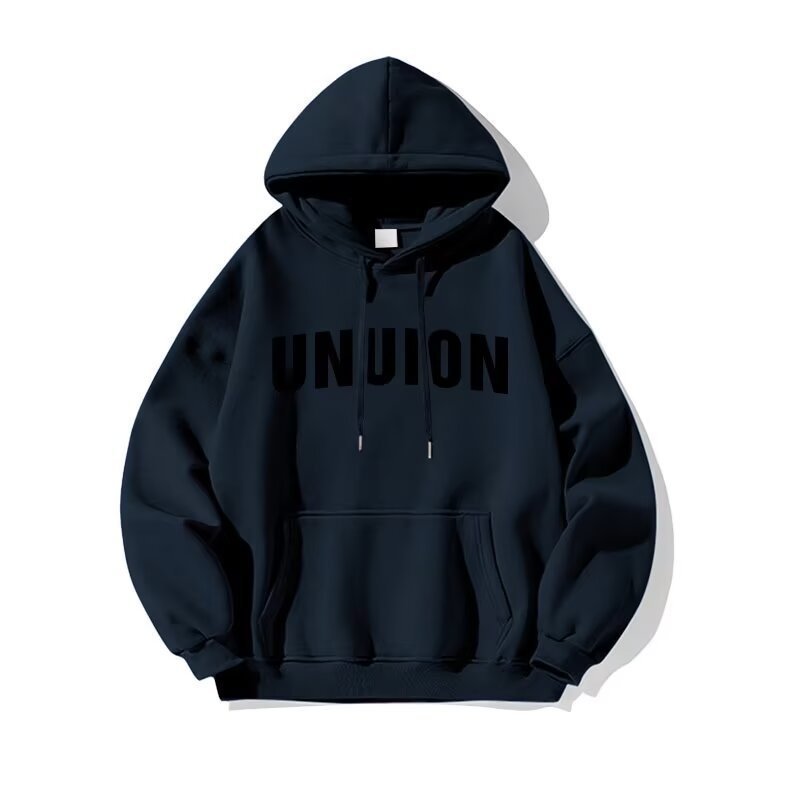 Muški hoodie s kapuljom, širokog kroja, otisak s slovima, poliester, trodimenzionalni džep