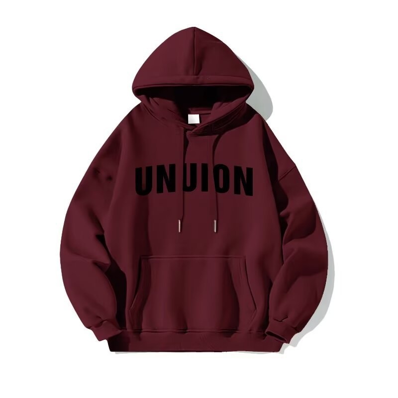Muški hoodie s kapuljom, širokog kroja, otisak s slovima, poliester, trodimenzionalni džep