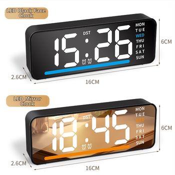 LED-ekraaniga äratuskell koos termomeetriga, kalendri ja nädala päevaga – laua digitaalkell, elektrooniline liikumine