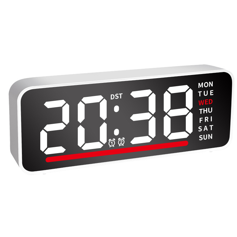 LED-ekraaniga äratuskell koos termomeetriga, kalendri ja nädala päevaga – laua digitaalkell, elektrooniline liikumine