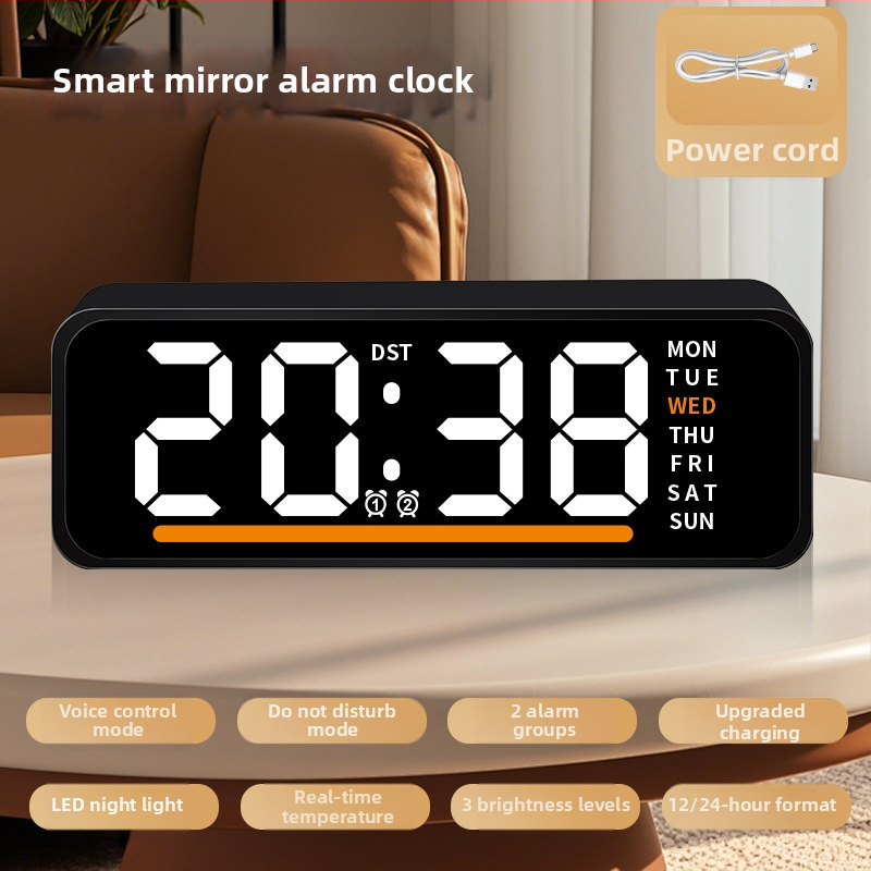 LED-ekraaniga äratuskell koos termomeetriga, kalendri ja nädala päevaga – laua digitaalkell, elektrooniline liikumine
