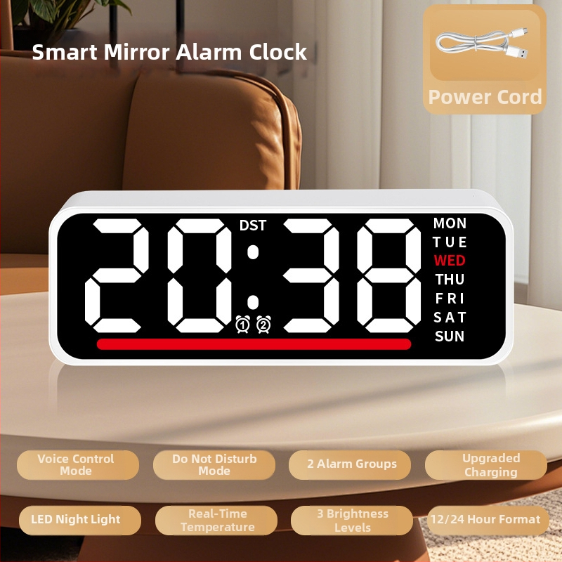 LED-ekraaniga äratuskell koos termomeetriga, kalendri ja nädala päevaga – laua digitaalkell, elektrooniline liikumine
