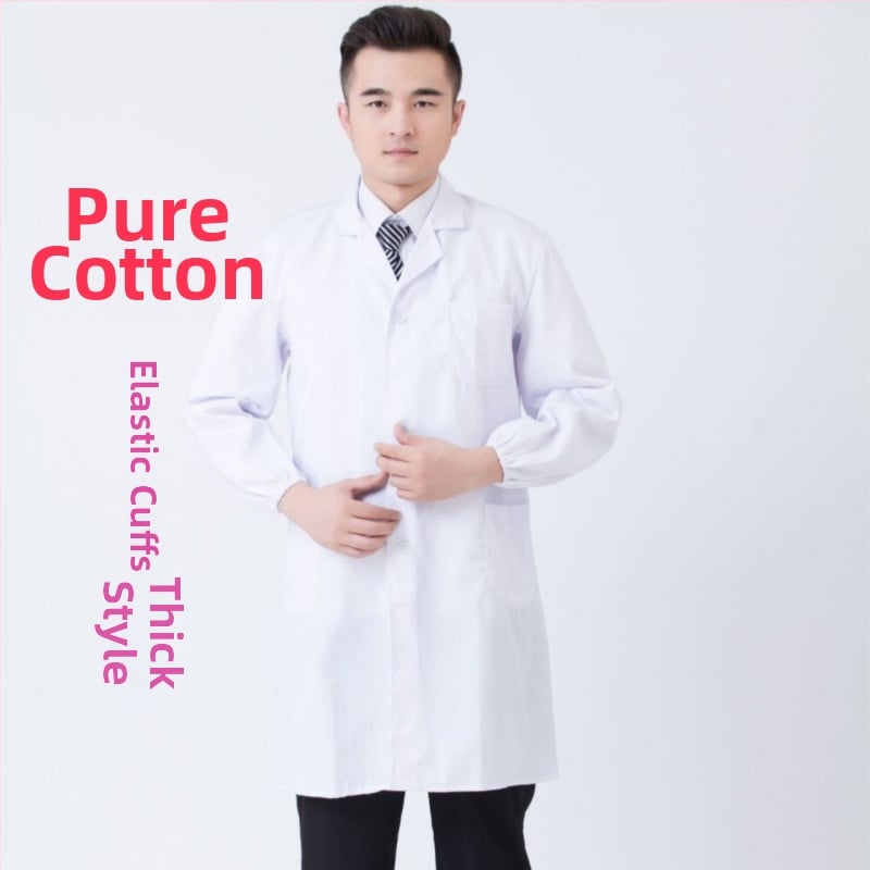 Gydytojo chalatas, medvilnės mišinio audinys; drėgmės nutekėjimas; pamušalas medvilnė; keturi metų laikai; vyrams