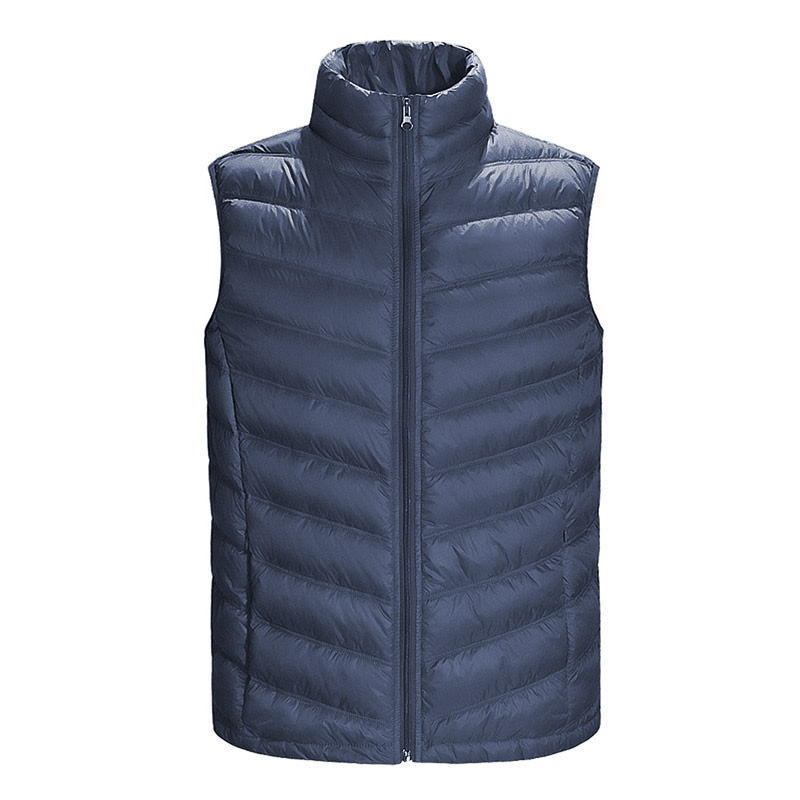 Férfi down mellény, karcsú szabású, meleg, (fehér kacsapuhatöltet, 550 töltőerő, nylon külső anyag, bélés 100%, hideg elleni védelem: enyhe hideg (-5℃~-0℃))