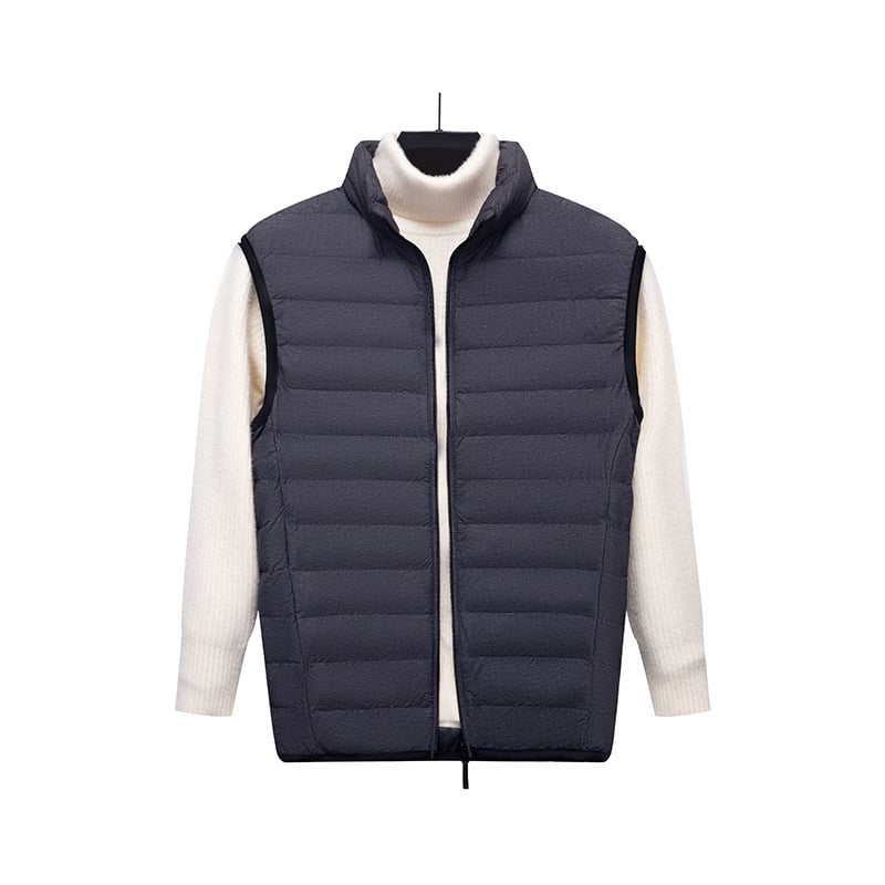 Férfi down mellény, karcsú szabású, meleg, (fehér kacsapuhatöltet, 550 töltőerő, nylon külső anyag, bélés 100%, hideg elleni védelem: enyhe hideg (-5℃~-0℃))