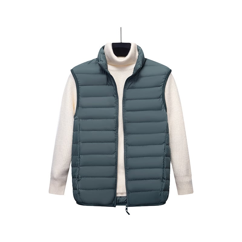 Férfi down mellény, karcsú szabású, meleg, (fehér kacsapuhatöltet, 550 töltőerő, nylon külső anyag, bélés 100%, hideg elleni védelem: enyhe hideg (-5℃~-0℃))