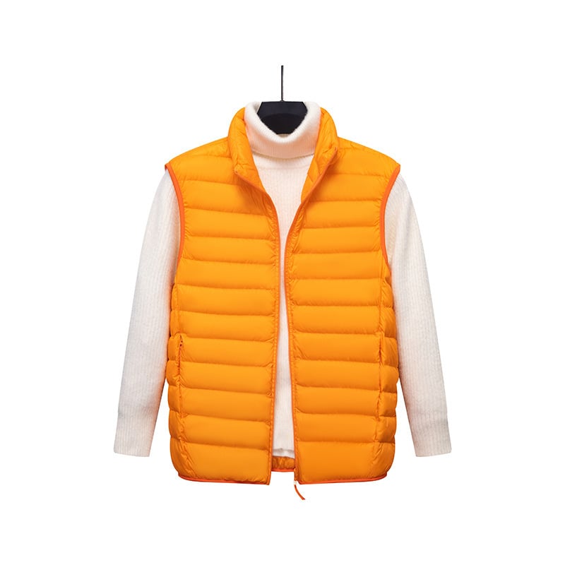 Férfi down mellény, karcsú szabású, meleg, (fehér kacsapuhatöltet, 550 töltőerő, nylon külső anyag, bélés 100%, hideg elleni védelem: enyhe hideg (-5℃~-0℃))