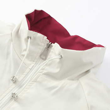 Αντιστρεπτό μπουφάν με stand-up κολάρο, φερμουάρ, φαρδιά γραμμή, 100% πολυεστέρας, για άνοιξη-φθινόπωρο