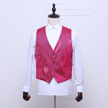 Vīriešu sequin josta skatuves priekšnesumiem, bizness- brīvā laika stils / kardigāns, taisns griezums, V kakls, vienkāršā aizdare, poliesters 90%