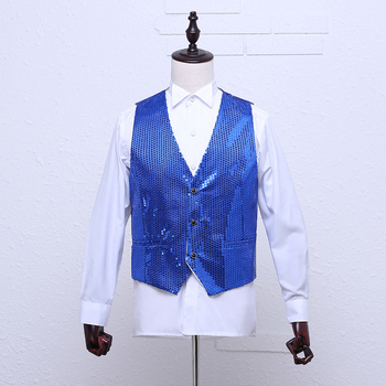 Vīriešu sequin josta skatuves priekšnesumiem, bizness- brīvā laika stils / kardigāns, taisns griezums, V kakls, vienkāršā aizdare, poliesters 90%