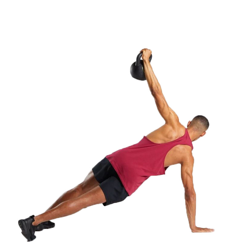 Vyriski fitneso liemenė su plonomis pečių dirželiais, vasariškai kvėpuojanti (100% medvilnė; Fine Cotton Plain; vientisas audinys; judėjimas; vasara)