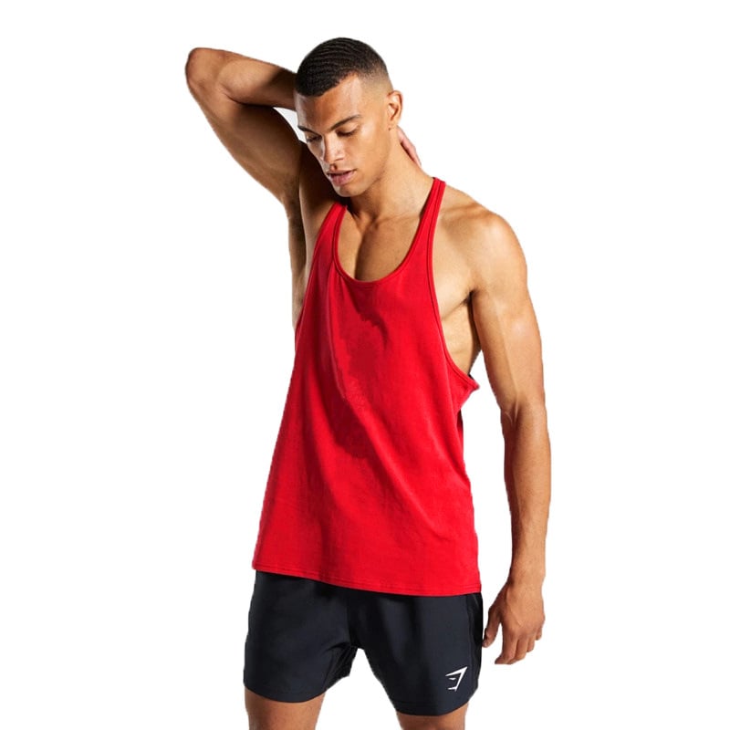 Vīriešu fitnesa veste ar plāniem plecu siksnām, vasarīgi elpojoša un kustībai piemērota (100% kokvilna; Fine Cotton Plain; vienkrāsains audums; kustība; vasara)