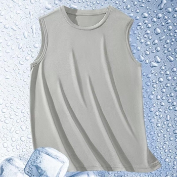 Vīriešu Ice Silk bez piedurknēm top, brīvs piegriezums, plāns audums, poliesteres šķiedra, vasaras sportam