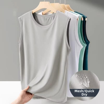 Vīriešu Ice Silk bez piedurknēm top, brīvs piegriezums, plāns audums, poliesteres šķiedra, vasaras sportam