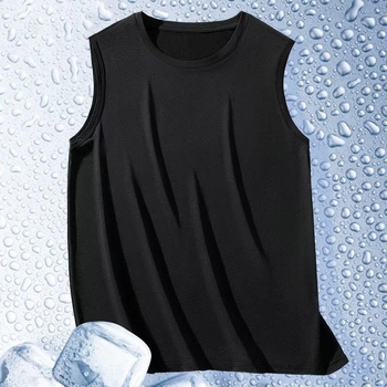 Vīriešu Ice Silk bez piedurknēm top, brīvs piegriezums, plāns audums, poliesteres šķiedra, vasaras sportam