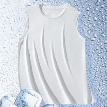 Vīriešu Ice Silk bez piedurknēm top, brīvs piegriezums, plāns audums, poliesteres šķiedra, vasaras sportam