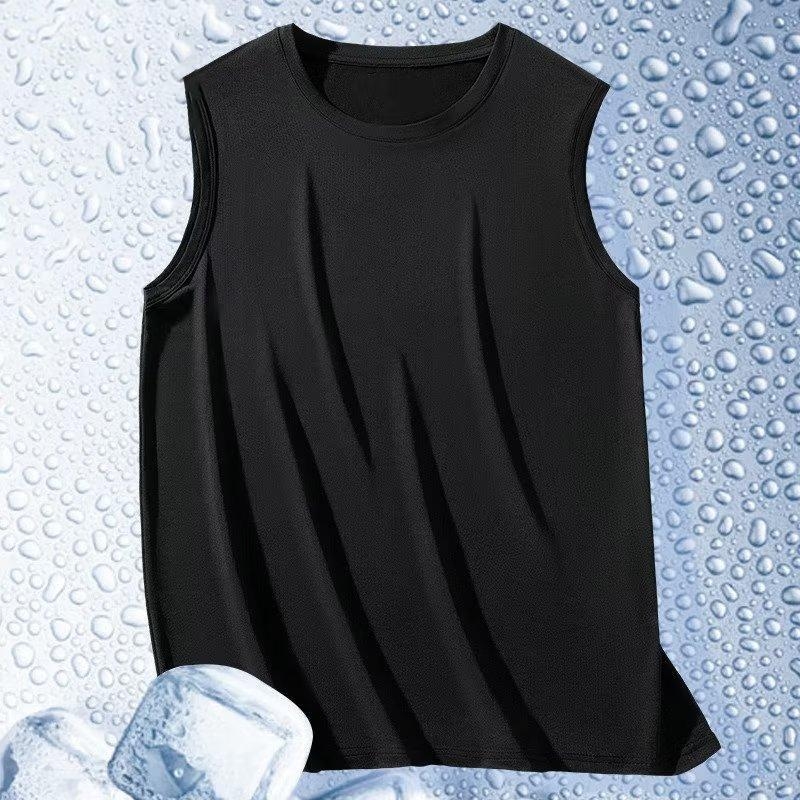 Vīriešu Ice Silk bez piedurknēm top, brīvs piegriezums, plāns audums, poliesteres šķiedra, vasaras sportam