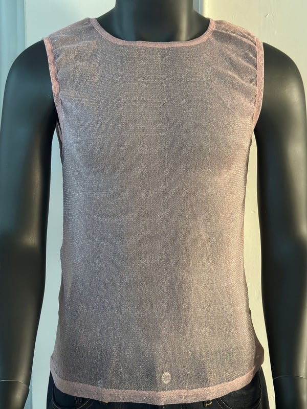 Vīriešu bez piedurknēm tops no poliestera ar Hotfix kristāliem, caurspīdīgs dizains, ielu stils, vasara 2025, pusaudžiem