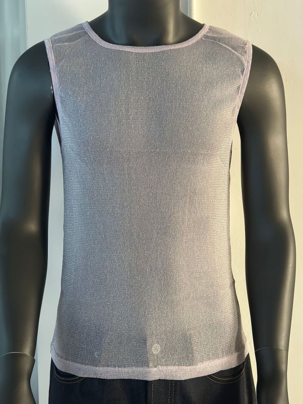 Vīriešu bez piedurknēm tops no poliestera ar Hotfix kristāliem, caurspīdīgs dizains, ielu stils, vasara 2025, pusaudžiem